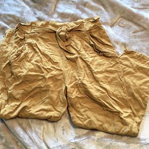 Mustard paper bag pants